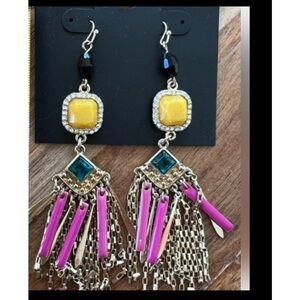 Mardi Gras Festival Chandelier Dangle Earrings Party Colorful NEW NWT BOGO